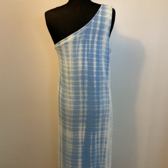 ❤️🔥 NWT Time & Tru Blue/White Tie Dye Print One Shoulder Midi Dress Size XXL/20 - Picture 10 of 11